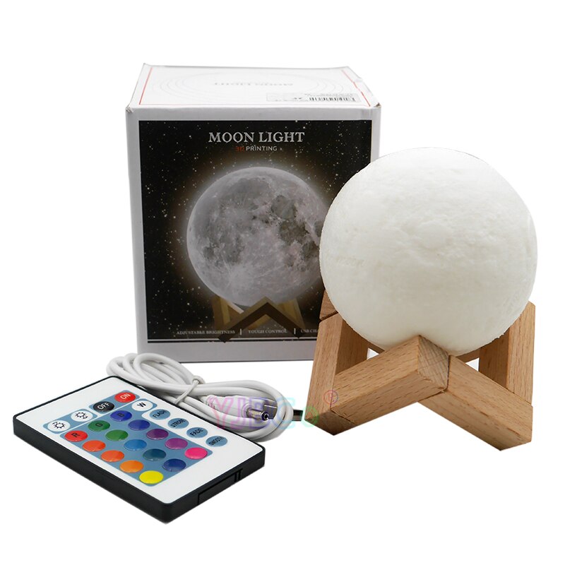 16 kleuren 3D Afdrukken Maan Globe Lamp Gloeiende Maan Lamp Met Stand, Afstandsbediening, luna Nachtlampje voor Thuis Slaapkamer Decor Kinderen
