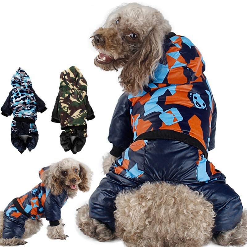 * Mono de camuflaje de perro mascota, Pelele con capucha, gato, cachorro, Animal, abrigo de algodón, chaqueta, ropa para Chihuahua, perros pequeños y grandes S-XXL