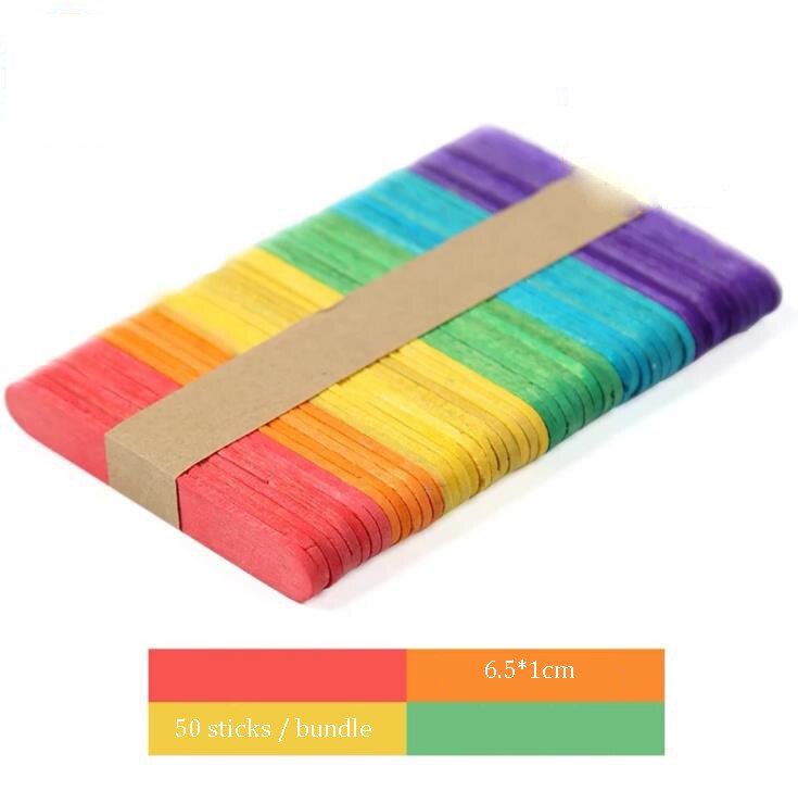 50Pcs Diy Model Maken Hout Chips Sticks Popsicle Ijs Stok Kleurrijke Ambachtelijke Creatieve Educatief Speelgoed Kinderen: D