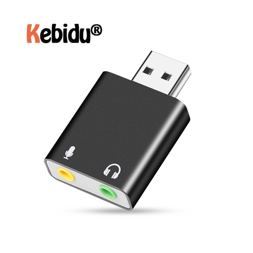 Kebidumei External USB Audio Sound Card USB Audio Interface headphone Adapter for Mic Speaker Laptop Earphones