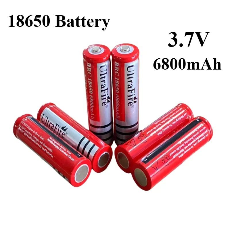 18650 3.7V 6800mAh Li-ion Rechargeable Battery for LED Flashlights - High Capacity & CE/RoHS Certified