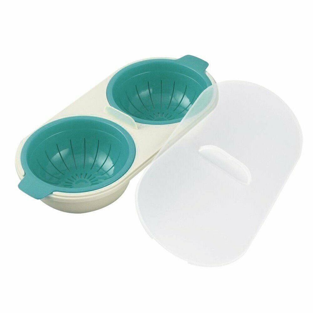 Pocher à œufs au micro-ondes, ustensile de cuisine de alimentaire, Double tasse, chaudière à œufs vapeur, outils de cuisson au four à micro-ondes