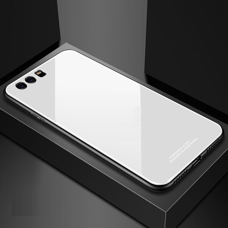 YueTuo luxury original hard glass mirror case for huawei p10 plus p10plus p 10 silicone tpu armor back coque phone cover funda: For huawei p10 / white