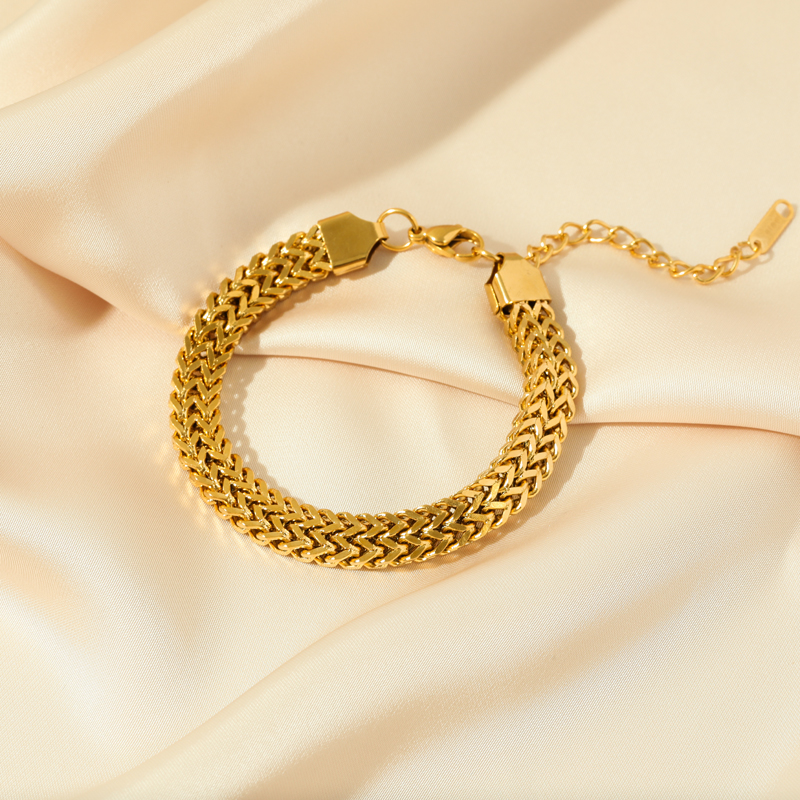 Braccialetto con braccialetti a catena spessa Color oro in acciaio inossidabile 316L EILIECK per accessori regalo gioielli impermeabili moda ragazza donna