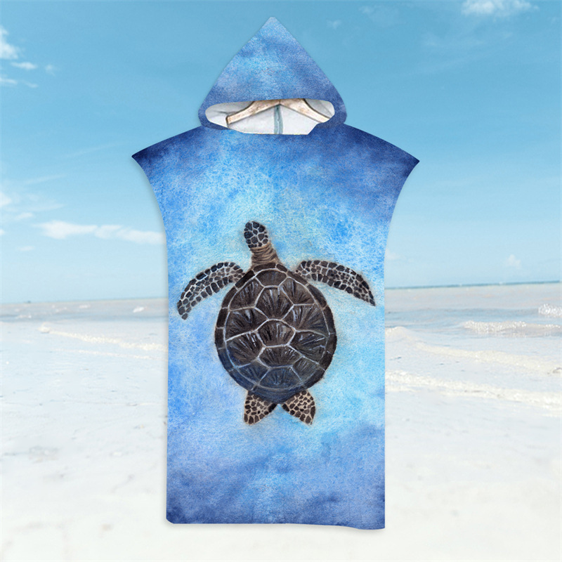 Albornoz de ballenas de cola, toalla de playa, tortuga marina, toallas de baño de secado rápido, capa ligera con capucha, natación, Surf, Poncho para hombres y mujeres adultas: Verde militar