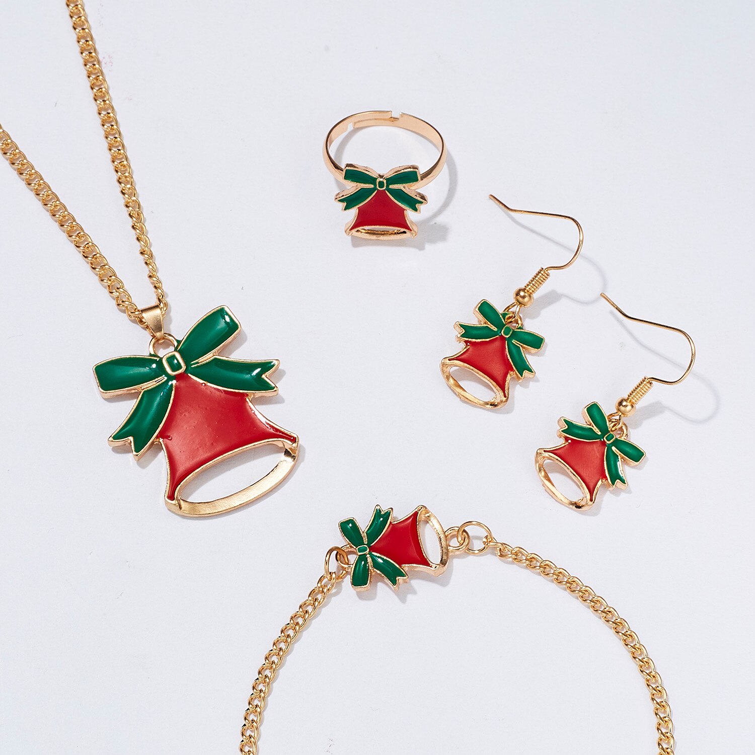 Rinhoo kerst ketting oorbel armband ring sieraden sets voor vrouwen kinderen kerstman boom eland bellen feest voor het jaar