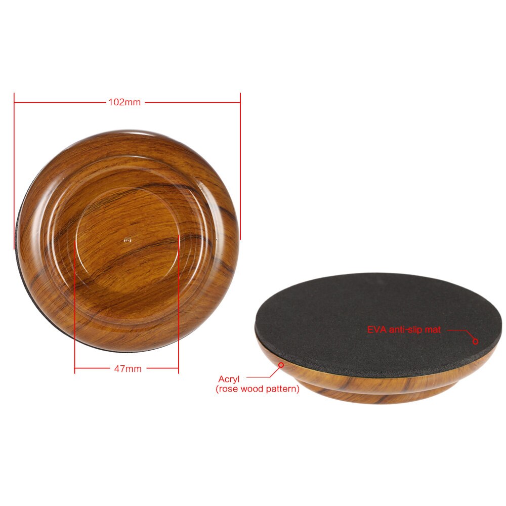 4 stuks ronde dubbele acryl staande piano wieltjes met palissandermotief en eva antislipmat