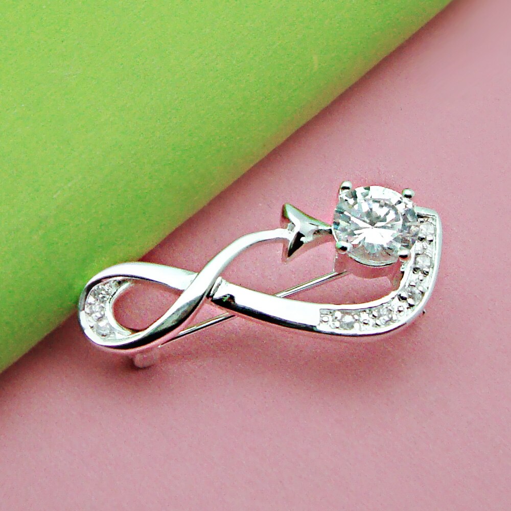 Ol Stijl 925 Sterling Zilveren Broche Voor Vrouw-Populaire Zilveren Sieraden Witte Zirkonia Hanger Broche Valentijnsdag