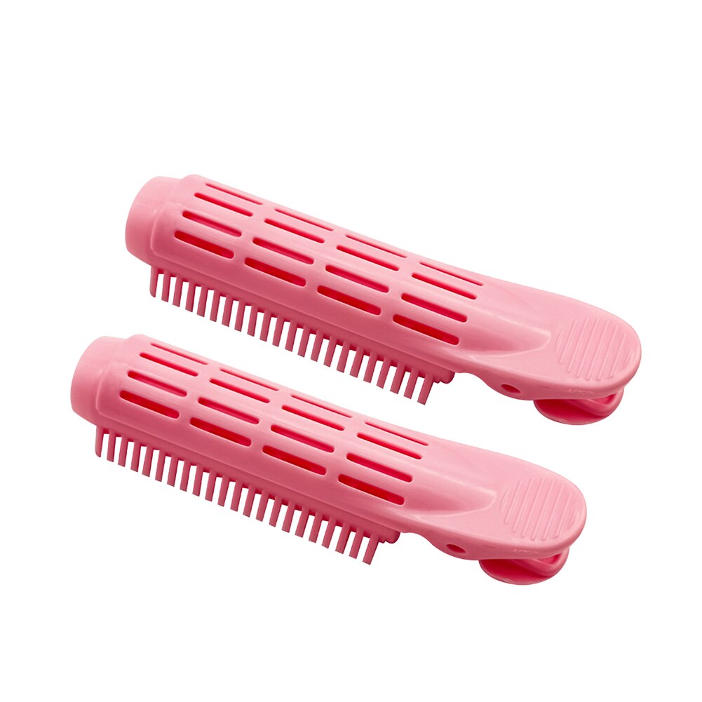 Bigoudi pinces pinces racines Perm tiges style rouleaux moelleux bricolage outils de cheveux léger facilement porter des cheveux partie pour les femmes: Pink 2Pcs