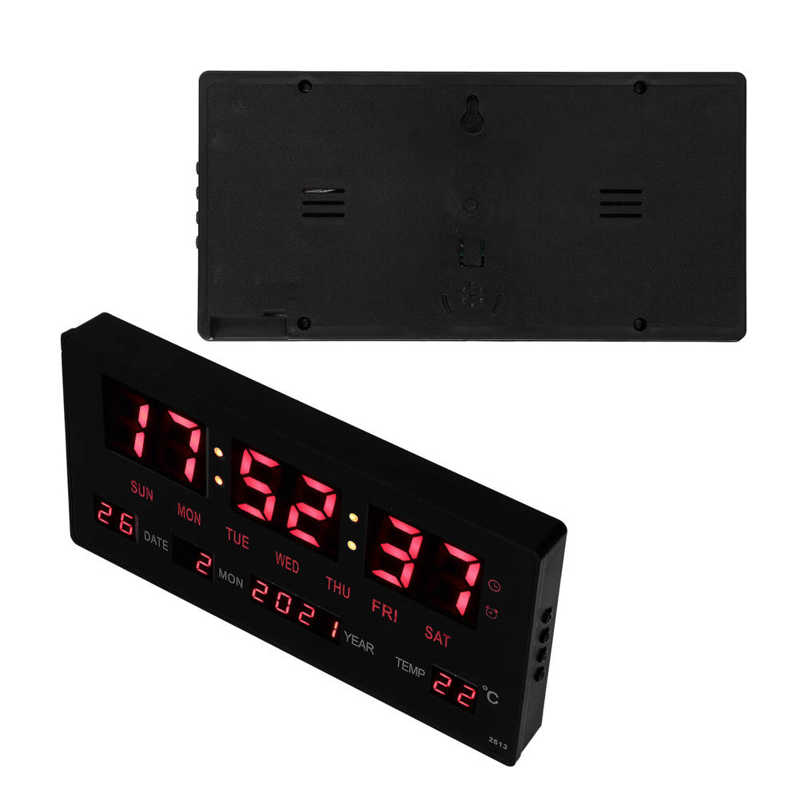 100‑240V LED Digital Wall Clock Desktop Large Display Electronic Date Clock Power Off Memory for School