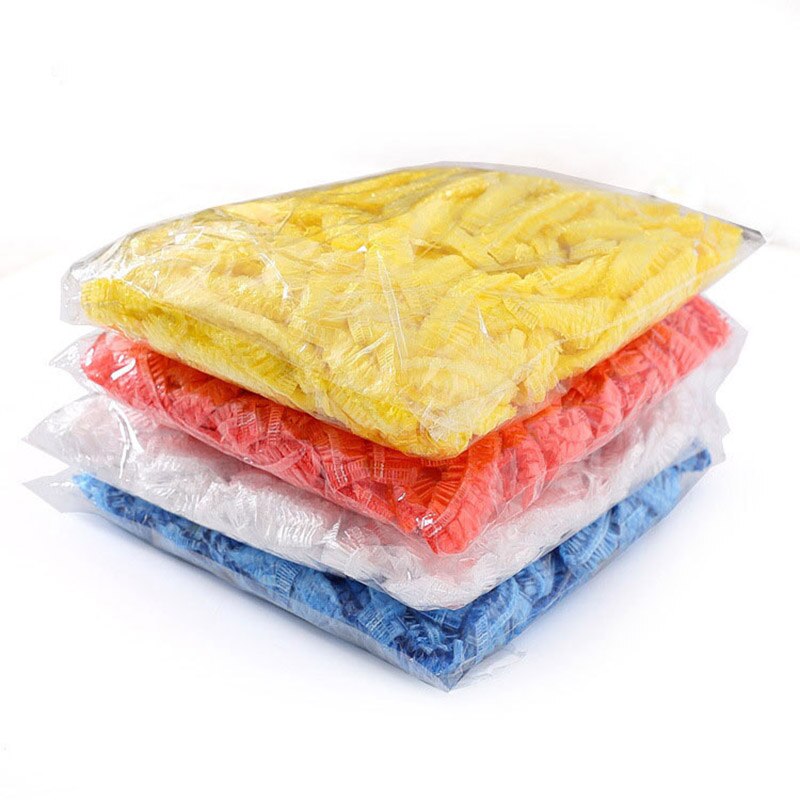 100Pcs Waterproof Shower Caps Hats Women Men Disposable Elastic Plastic Shower Bath Caps For SPA Hair Salon