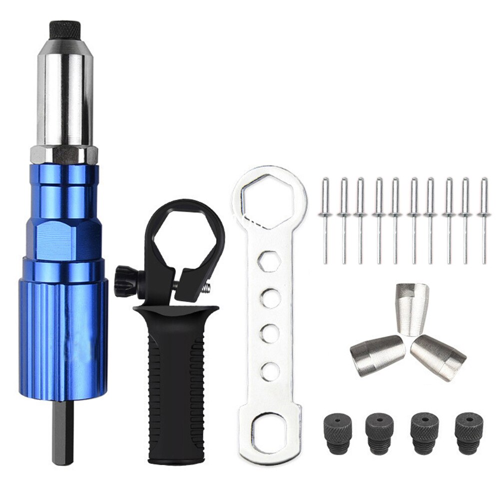 Cordless Rivet Gun Tool Heavy Duty Nut Riveting Insert Electric Hand Drill Set Tough Easily Carrying Lightweight Tool: B