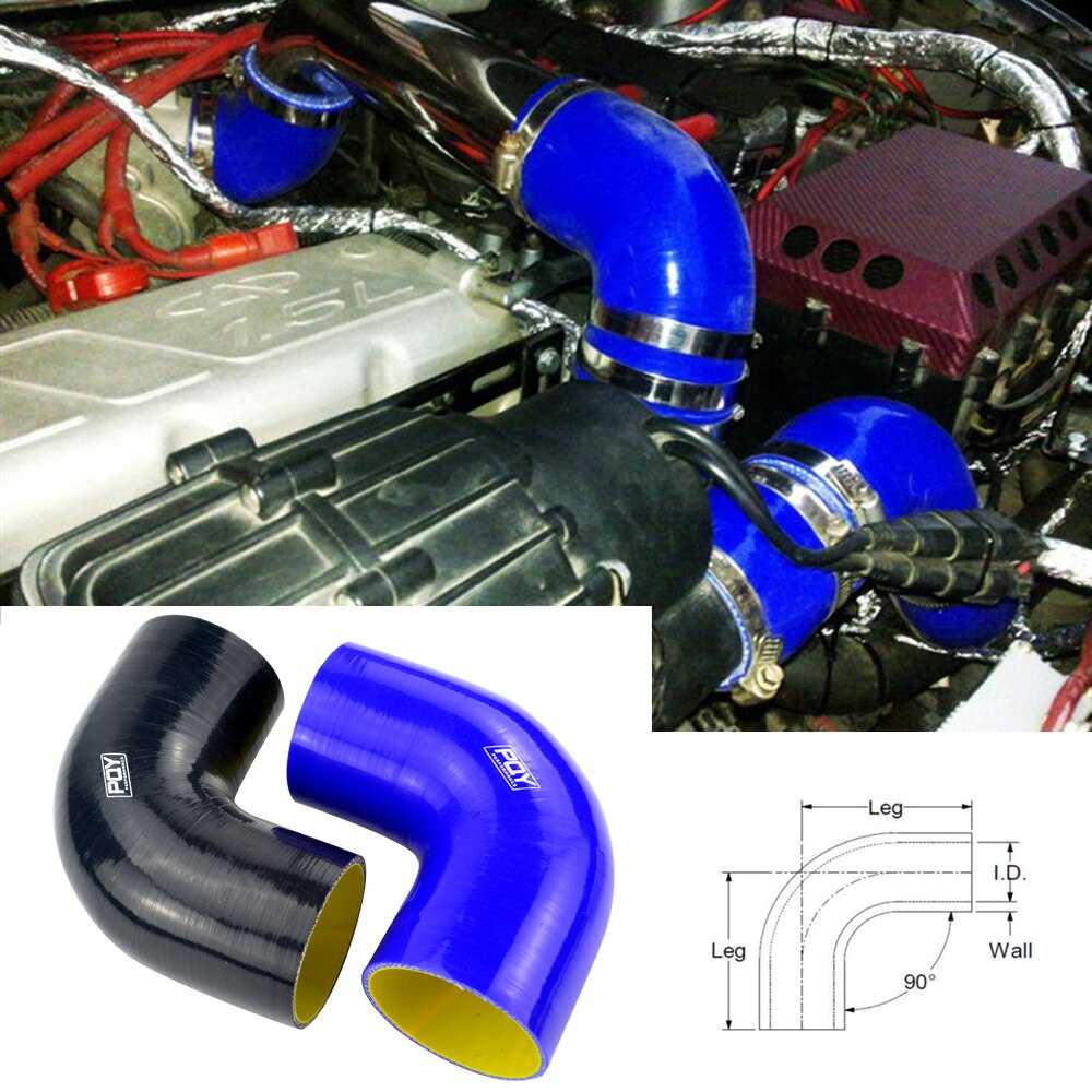 3 "76Mm 90 Graden Elleboog Siliconen Slang Turbo Intake Blauw &amp; Geel/Zwart &amp; Geel WX-SH9030-QY