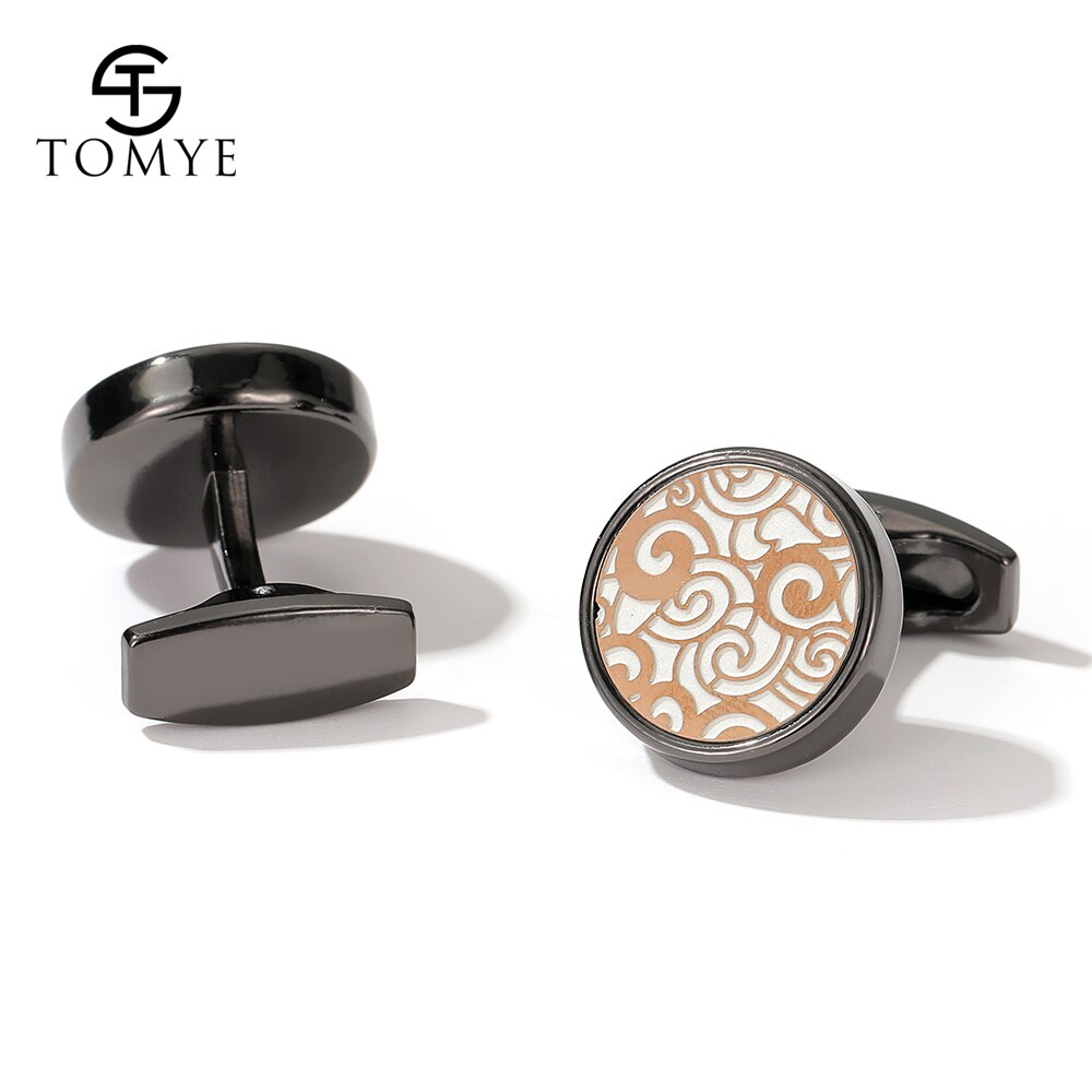 Cufflinks for Men TOMYE XK20S044 Round Decorative Pattern Metal Shirt Cuff Links for