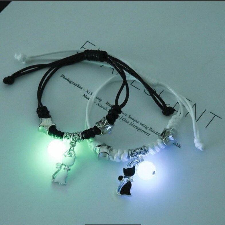 2 sztuk/zestaw luminous para bransoletka cute cartoon charm biżuteria regulowane elastyczne liny bransoletka panie i męskie prezenty dla zakochanych: 8