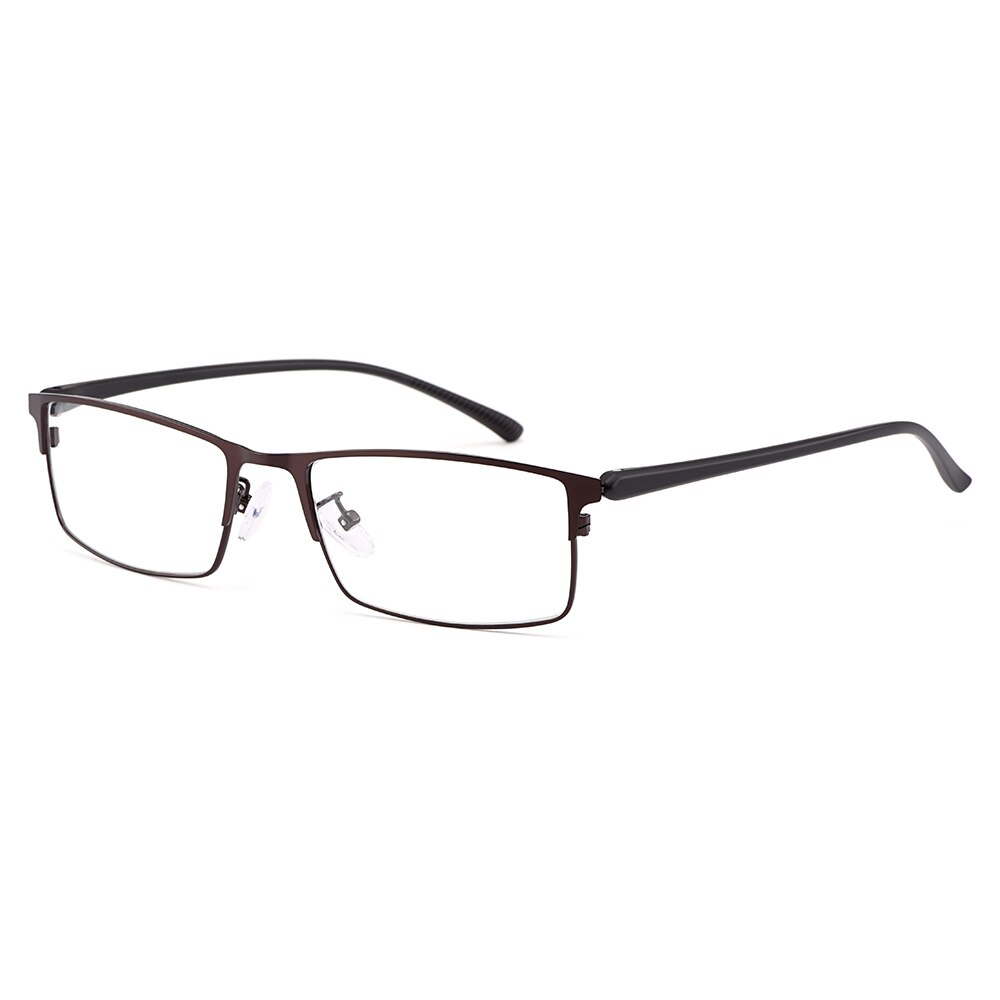 Gmei Optical Men Titanium Alloy Eyeglasses Frame for Men Eyewear Flexible Temple Legs IP Electroplating Alloy Material Y2529: C4 Brown