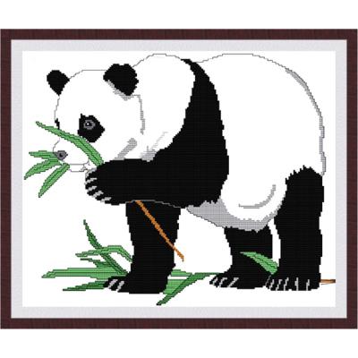 Söt panda djurmönster korsstygn set handarbete broderi kit vit canvas bomull broderi gör-det-själv heminredning målning: Vinröd / 11ct tryckta