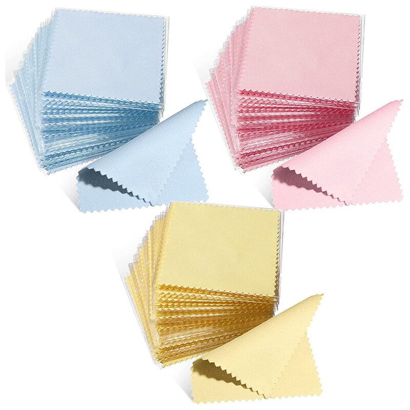 150 stück Schmuck Reinigung Tuch Bunte Polieren Tuch Weiche Silber Polnischen Tuch Einzeln verpackt Schmuck Reiniger