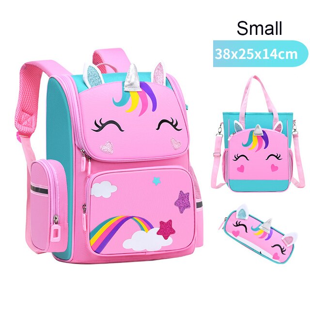 Kinderen Schooltassen Voor Meisjes Jongens Orthopedische Rugzak Cartoon Vlinder Auto Schooltas Kinderen Schooltas Knapzak Mochila: small 3pcs pink