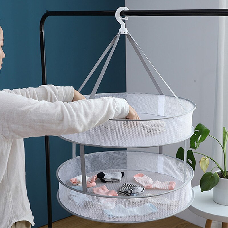 Accueil vêtements stockage panier séchoir étendoir pliant vêtements suspendus panier à linge sèche-linge pull Anti-déformation séchage Net