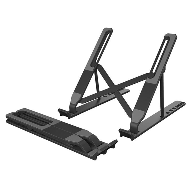Draagbare Legering Laptop Stand Opvouwbaar Ondersteuning Base Notebook Stand Voor Macbook Pro Computer Laptop Houder Cooling Beugel Riser: Plastic Black
