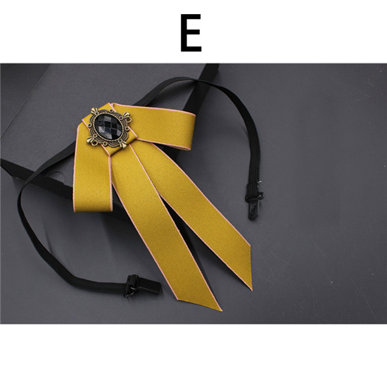 Corbata de moño grande Vintage para mujer, Collar de cinta con borlas de cristal con broche, joyas para un traje , Pin: 5