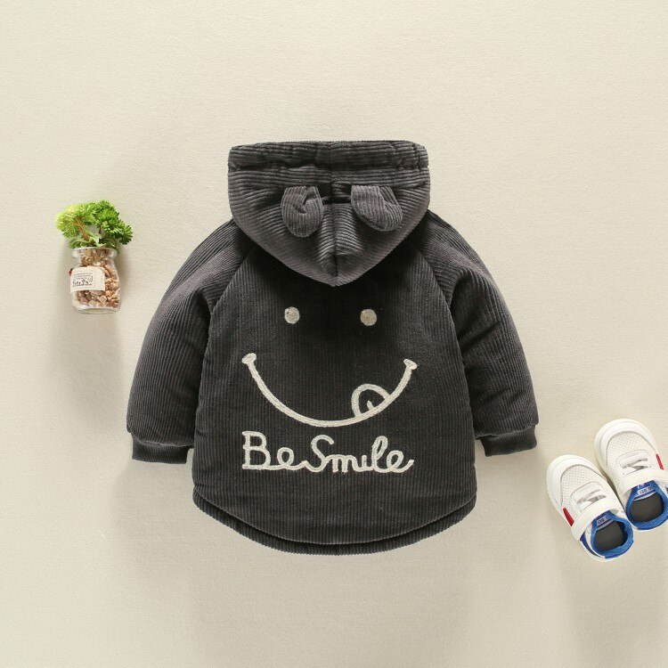 Kinderen katoenen jas winter kinderen warm katoenen jas verdikking mannelijke baby cashmere kleding: Dark Grey / 9m