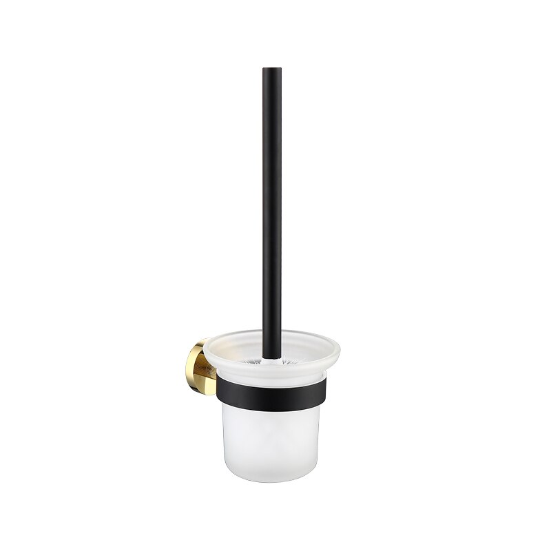 Solid messing håndklæde håndklædeholder hylde væg toiletbørsteholder sæbedispenser knagerækker sort guld badeværelsestilbehør sæt: E808