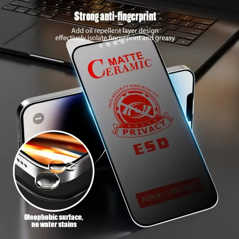 Ceramiczna matowa folia ochronna na ekran iPhone 17 16 13 15 11 12 14 zawodowiec Max powietrze, folia anty-szpiegowska na iPhone XR XS X SE 7 8 plus