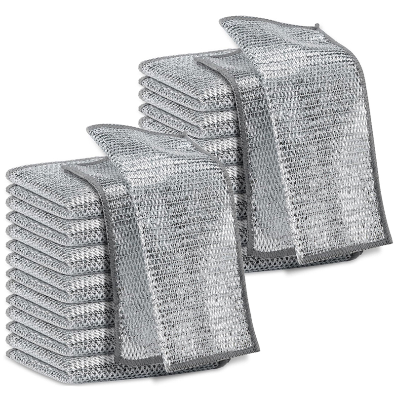 Paño de limpieza de alambre plateado para cocina, paños mágicos de 1/5/12 piezas para lavar platos, ollas, toallas, Trapos de alambre de acero de doble o una sola capa