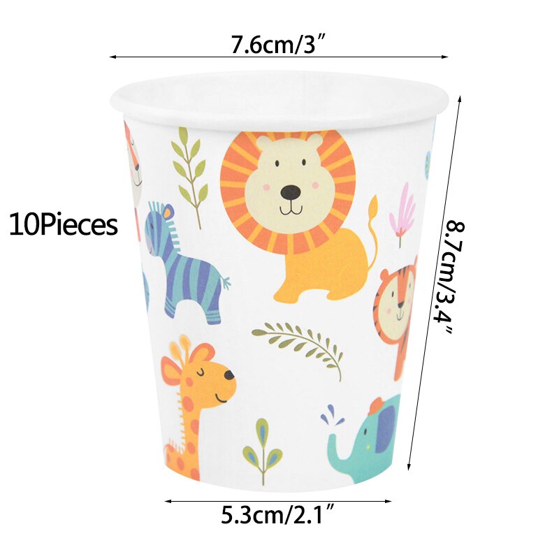 Vajilla desechable de animales de la selva, decoración para de cumpleaños, Safari, Zoo, león, elefante, suministros para Baby Shower: B04-10Pieces