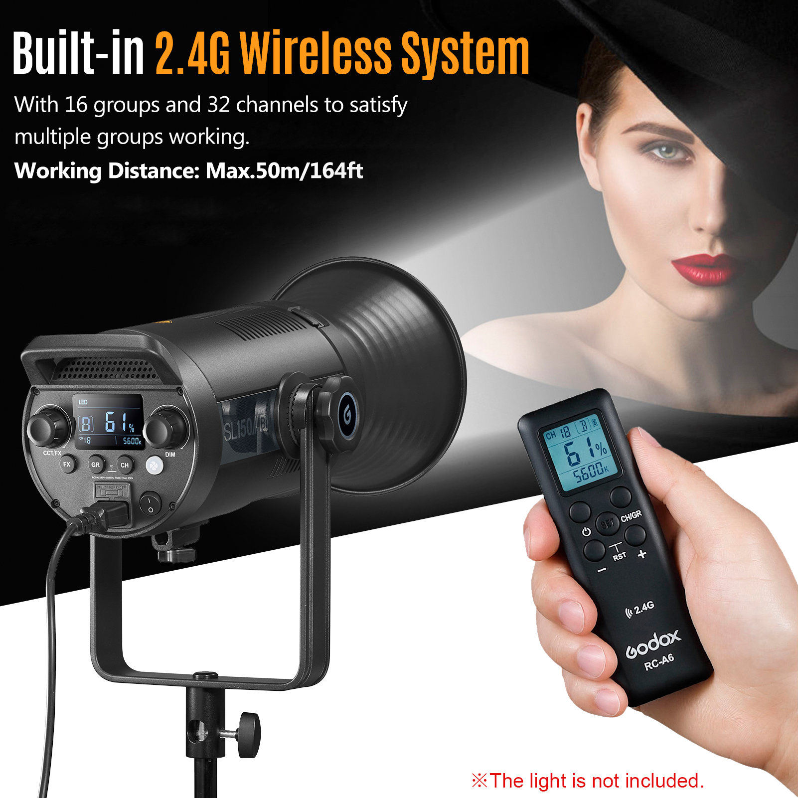 Godox RC-A6 Remote Control 2.4GHz Wireless for Godox SL150II SL200II SL150IIBi SL200IIBi SZ200BI FV150 FV200 UL60 ML60 LF308D
