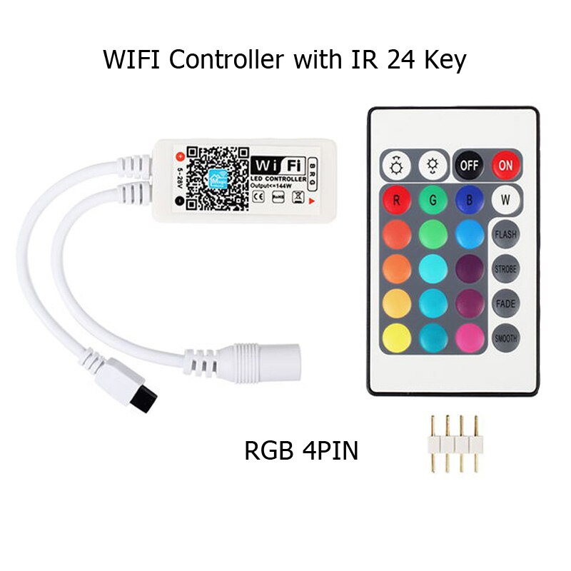 Magic home led-stripcontroller  dc5v 12v 24v bluetooth draadloze wifi-controller, rgb/rgbw ir rf voor 5050 ws2811 ws2812b pixels: Ir24k wifi rgb 4- pins