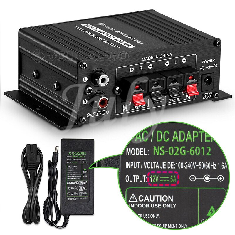 20W+20W2.0 channel mini 12V car power amplifier, lossless T-class car home marine speaker computer power amplifier