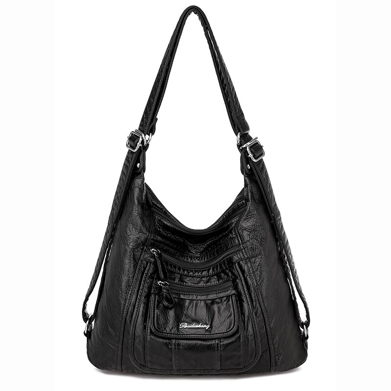 Sacs à main de luxe en cuir femmes sacs concepteur multifonction sacs à bandoulière pour les femmes voyage Sac à dos Mochila Feminina Sac: black