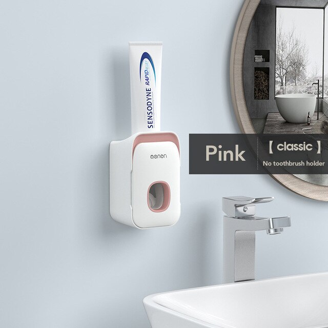 Bathroom Accessories Set Magnetic Adsorption Inverted Toothbrush Holder Automatic Toothpaste Dispenser Squeezer Storage Rack: 03