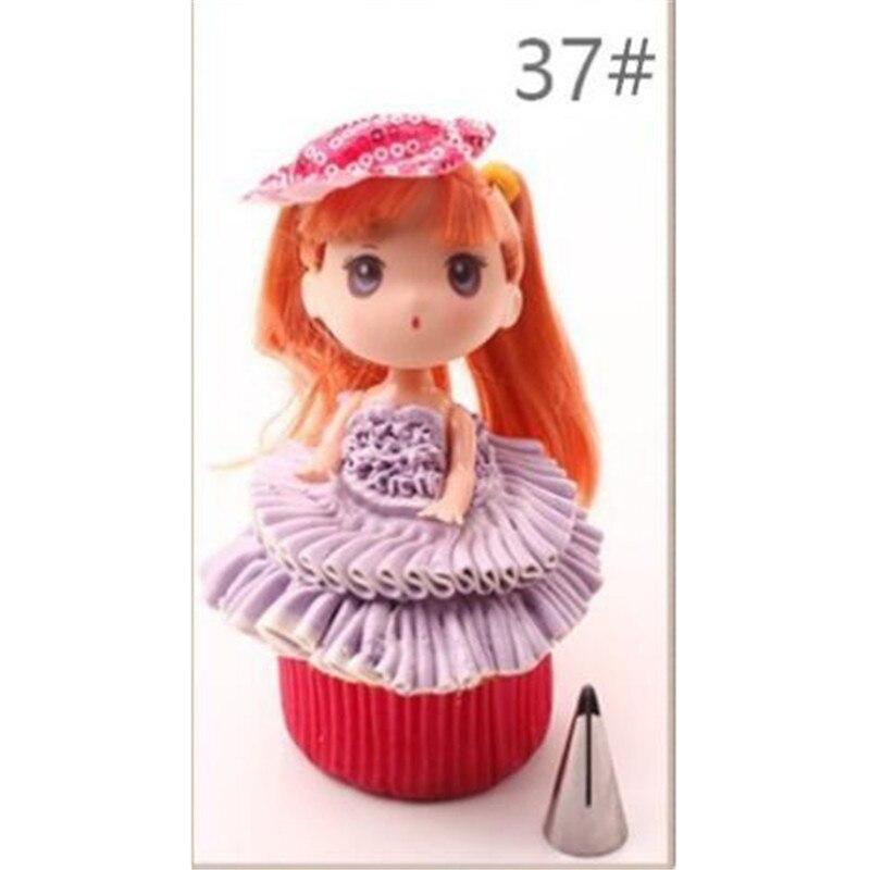 Wedding Cake Decorating Icing Stainless Steel Russian Nozzles Skirt Cake Nozzles Piping Tips Pastry Silicone Cake Tool: 37