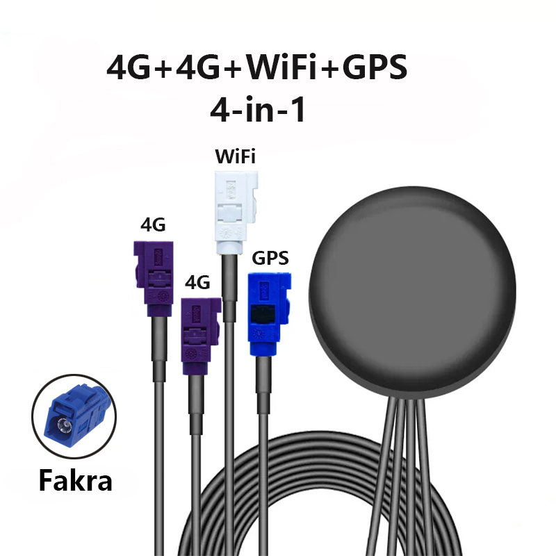 Antena piezas 4G + 4G + GPS + WIFI, Cuatro en Uno, 2,4G LTE + GPS + 2,4 Ghz, Bluetooth 5G, antena combinada para exteriores, pasta de 1,5 M, SMA FAKRA, 1 unidad: Multicolor