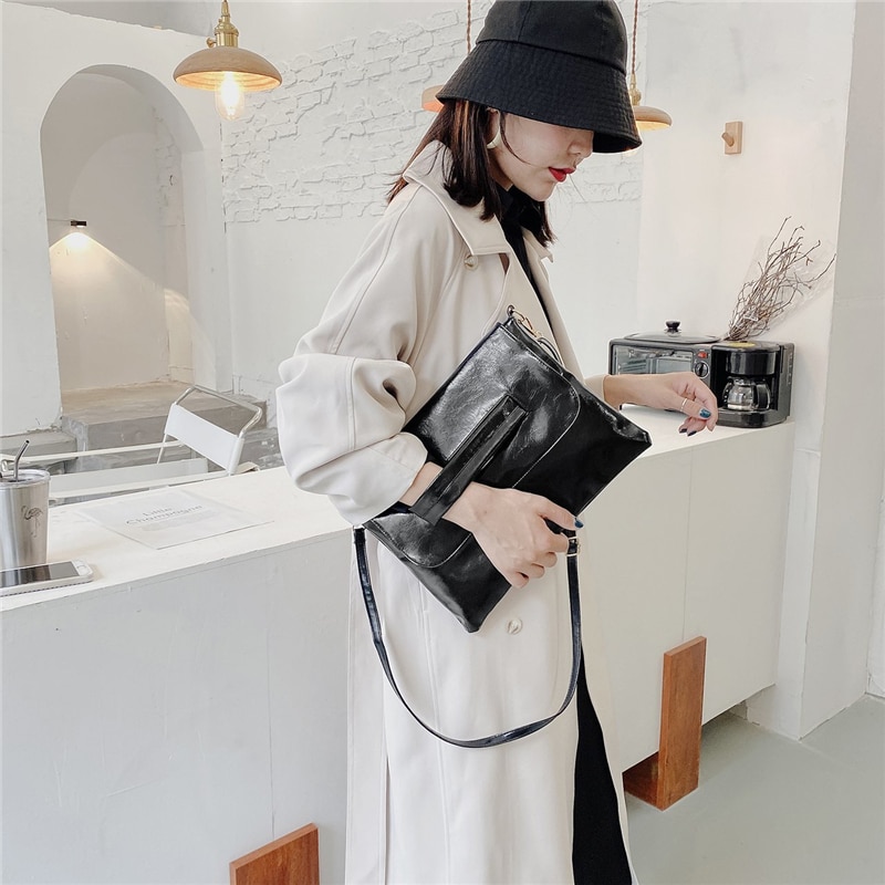 Diner Clutch Mode Schoudertas Pu Lederen Crossbody Tassen Voor Vrouwen Eenvoudige Casual Dames Messenger Bag