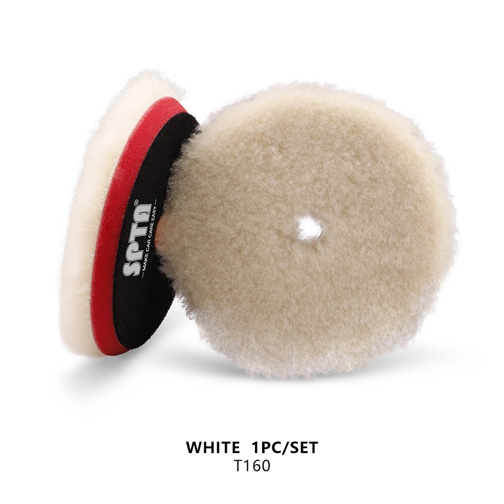 (Single ) SPTA 3&quot;/5&quot;/6&quot; Polishing Pad High Density Lambs Long Hair Wool Pads for RO DA Polisher Buffing Waxing: 1 White Heavy Cut / 5inch