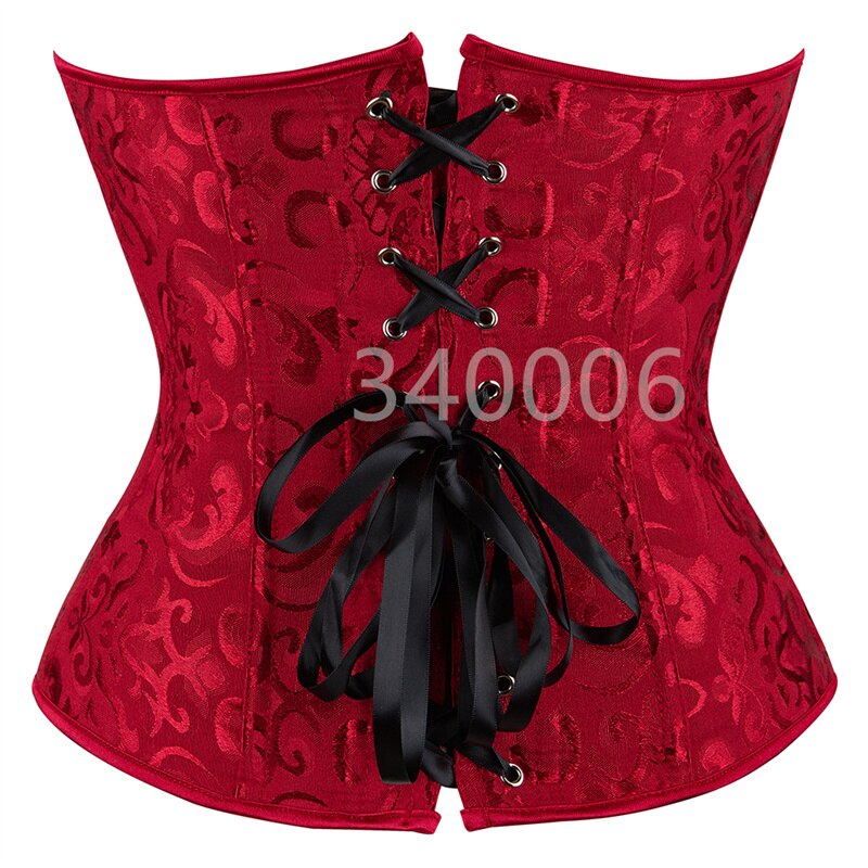 Corsé rojo vino corpiño Tops Sexy de encaje Push Up talla grande Corset estampado de flores Overbust victoriano Burlesque disfraz Vintage