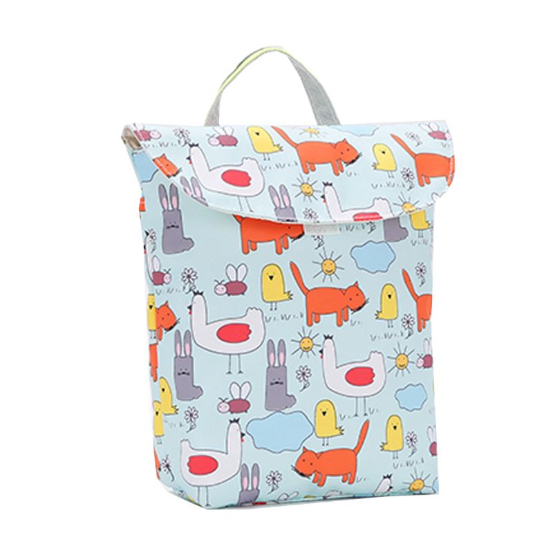 Dessin animé impression humide sac sec bébé couche-culotte sac organisateur réutilisable poche pour bébé sac à couches: Animals Size L