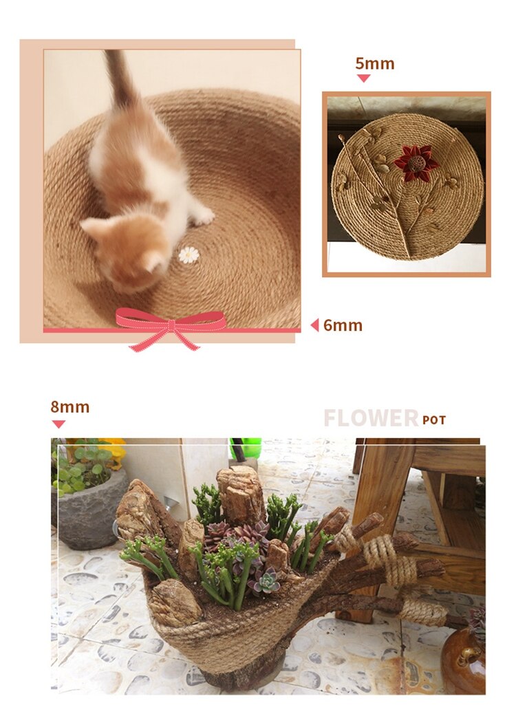 Naturlig jute uden farvet gør-det-selv håndværk hamp reb hænge mærke flaske indpakning snore tråd håndværk dekoration jute reb 2mm 8mm 10mm- 14mm