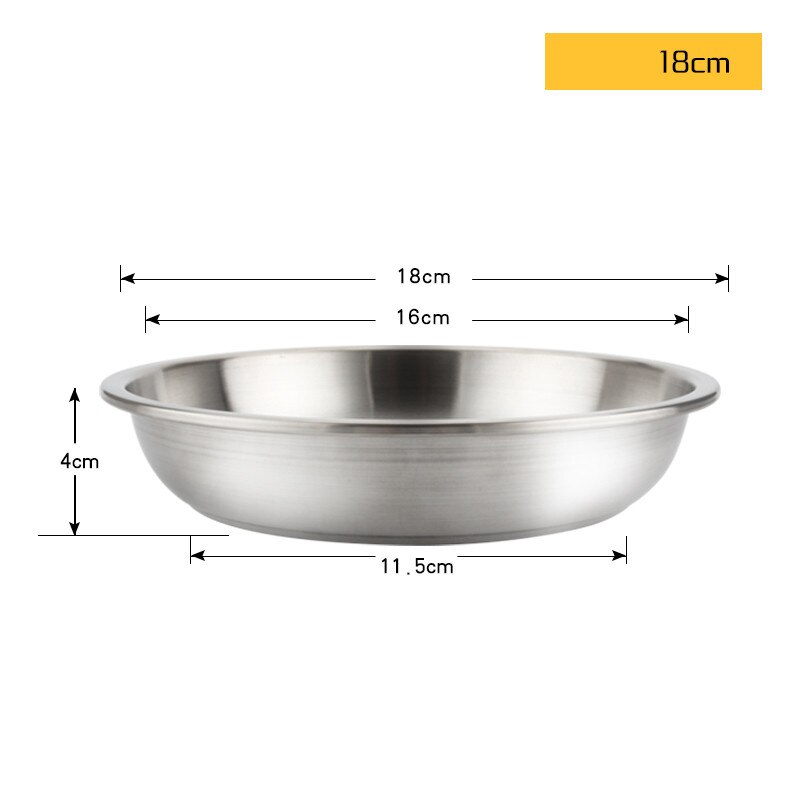 Food grade thick 304 Stainless Steel Seasoning Dish Plate Round Sauce Ketch Rice Container Kitchen Picnic plates dinner plates: 18cm