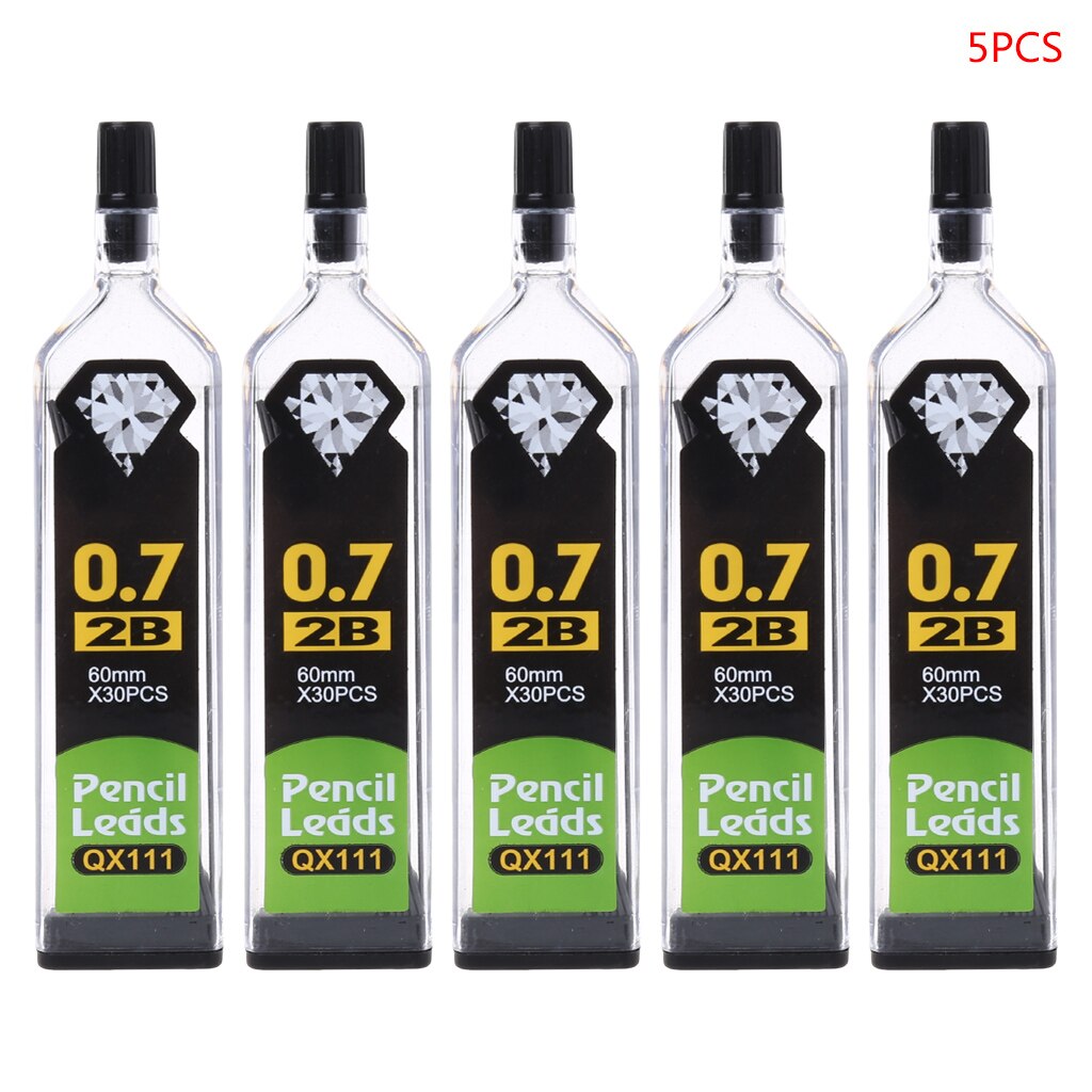 5 kpl 0.3/0.5/0.7/0.9mm hb 2b täyttöjohtoa automaattisille mekaanisille kynille koulun toimistotarvikkeille  g6dd: 0.7