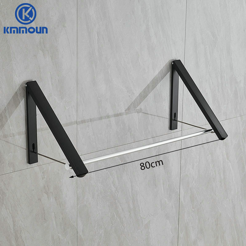 Wandgemonteerde Wasdroger, Opvouwbare Kledingrail Aluminium Stabiliseert Kledinghanger Droogrek Voor Slaapkamer Badkamer Kmmoun: Donker Kaki