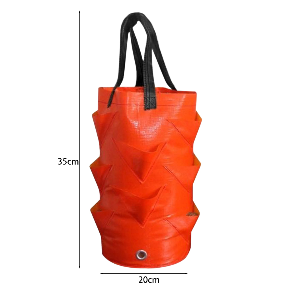 Garden Planting Bags 3 Gallons Strawberry Tomato Reusable Multi-mouth Flower Herb Planter Vegetable Pot Grow Bag: Orange