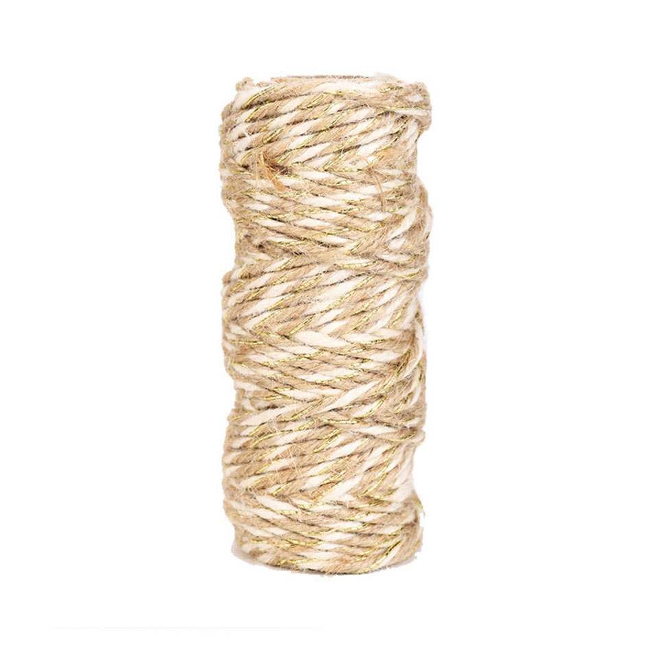 3mm 25m vitt jute rep band sladd snöre garn hantverk sömnad gör-det-själv naturliga jute rulltråd jul hemfest bröllopsinredning: Vit