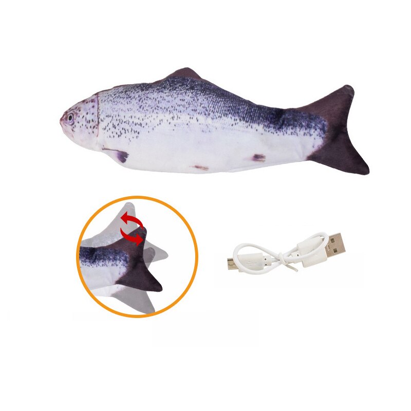 30cm elektriske fisk legetøj kat bider usb opladning elektrisk simulering fiske legetøj kat tygger lege legetøj legetøj til børn: 2
