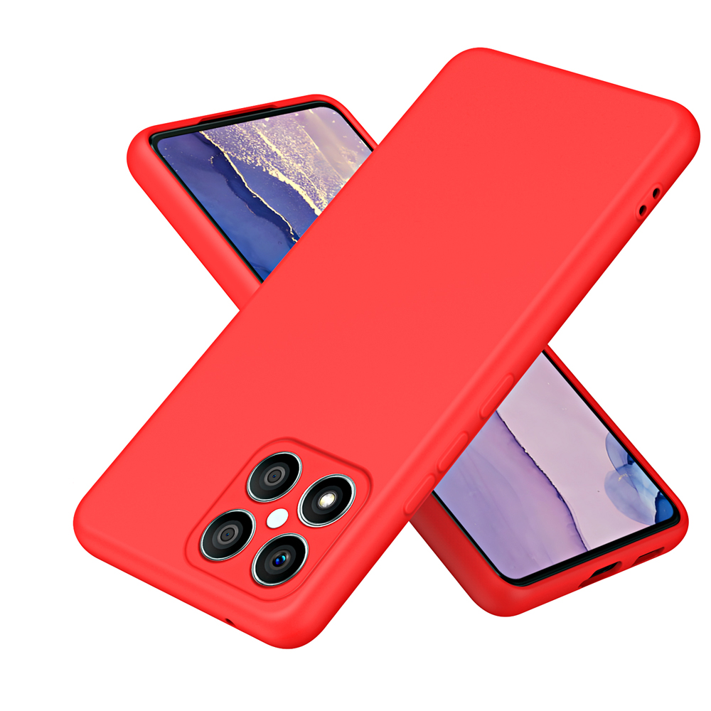 Coque de téléphone en Silicone liquide, étui arrière pour Honor X6 X6S X6A X7 X7A X8 X8A 4G 5G: aluminium / Rouge